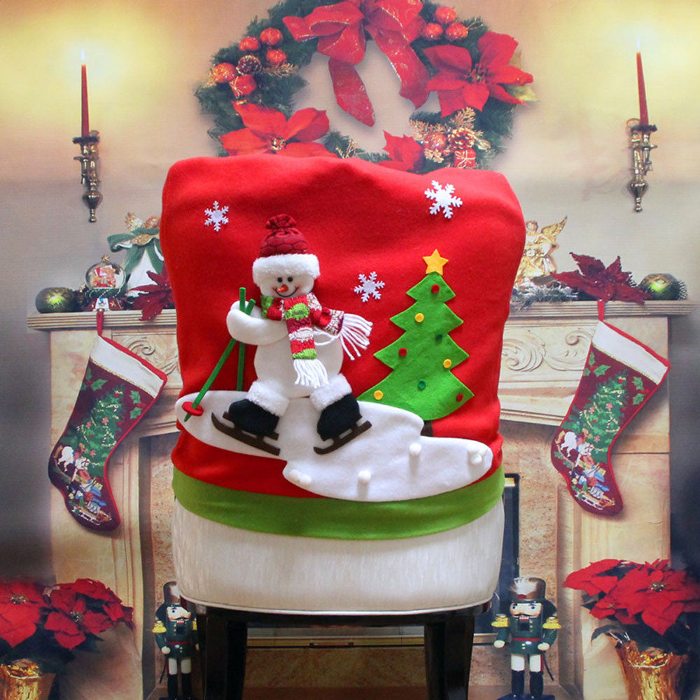 Kerstella – Kerst Stoelhoes met Kerstman en Sneeuwpop 60x50 cm