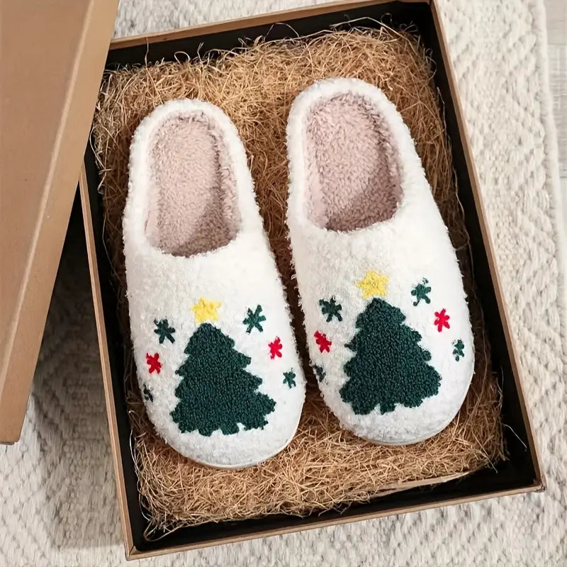 Yvette Kerstpantoffels – Warme Dames Huisslippers met Antislipzool