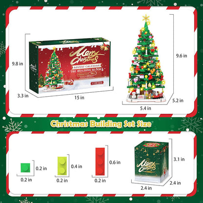 Kerstboom Adventskalender Bouwset – 1102 Onderdelen en 24 Dozen