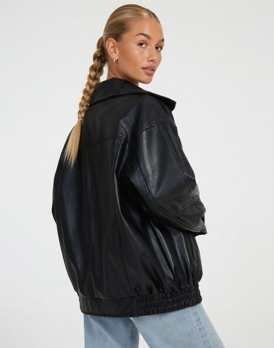 Oversized Kunstleren Damesjas Casual Warm Herfst Winter