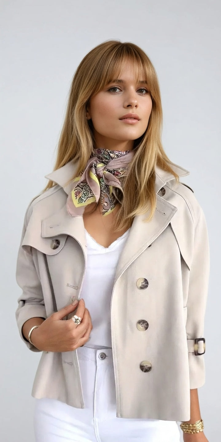Novaluxe Korte Trenchcoat Dames Elegant en Tijdloos Beige