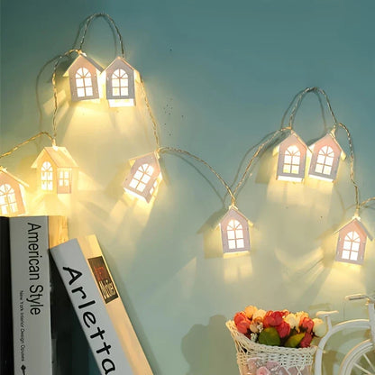 LED lichtslinger met mini-huis – Decoratieve kerstverlichting voor binnengebruik