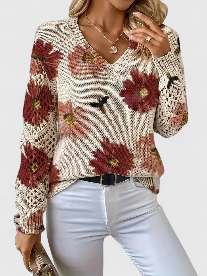 LavendelBloesem Elegante Dames Cardigan Bloemen V-hals Vest Comfort