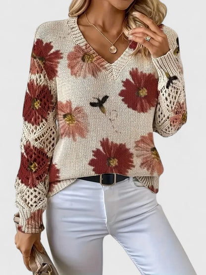 LavendelBloesem Elegante Dames Cardigan Bloemen V-hals Vest Comfort