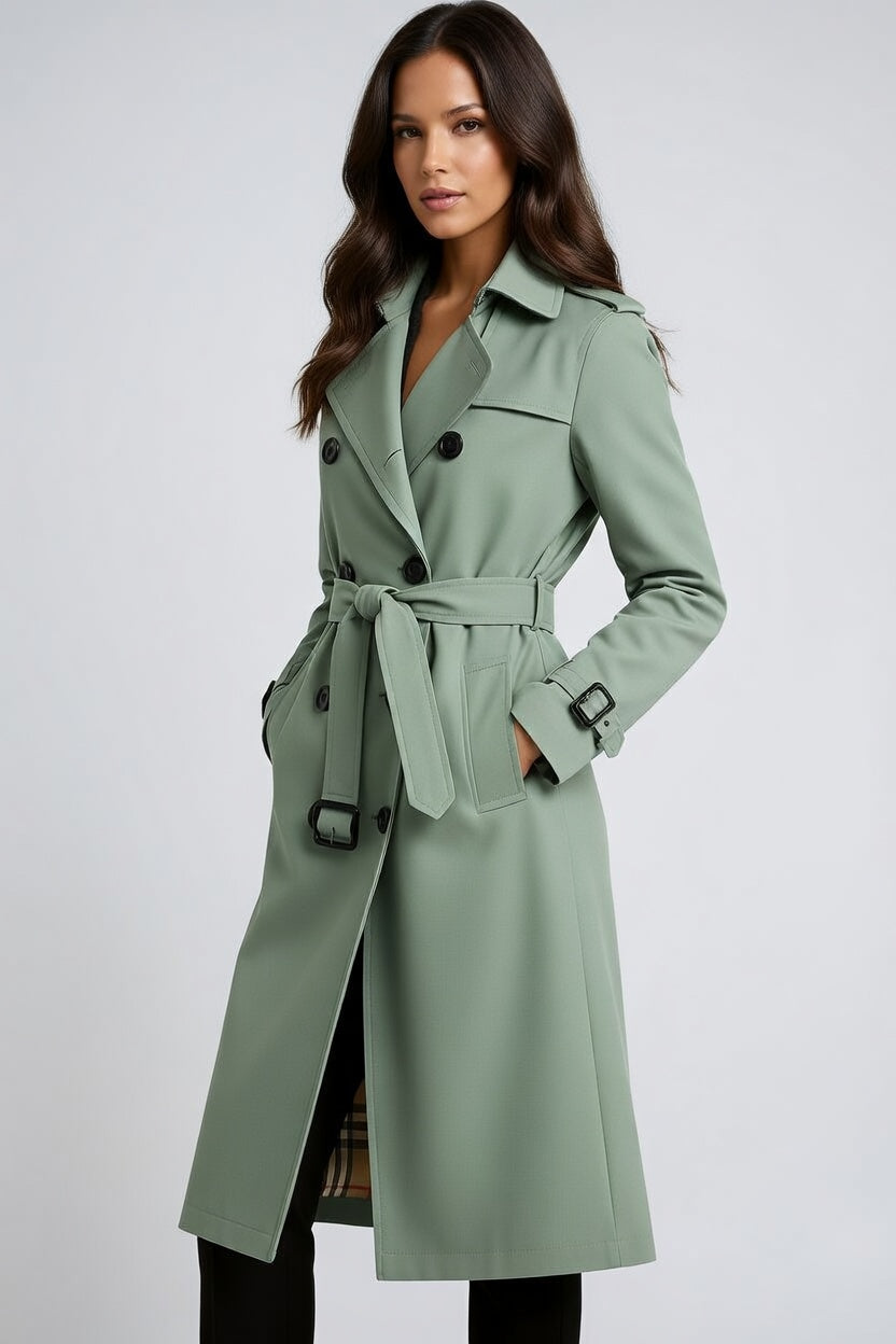 Marivelle Lange Dames Trenchcoat met Ceintuur en Dubbelrijig Design
