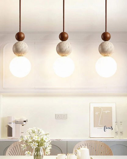 Sereen Houten Hanglamp – Japandi Design met Glazen Bol