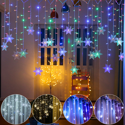 LED-lampjesketting met sneeuwvlokken – Kleurrijke decoratielampen voor kerst en feestdecoratie
