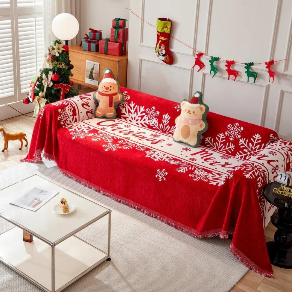KerstSneeuw Bankhoes – Feestelijke Sofahoes voor Bank en Stoel