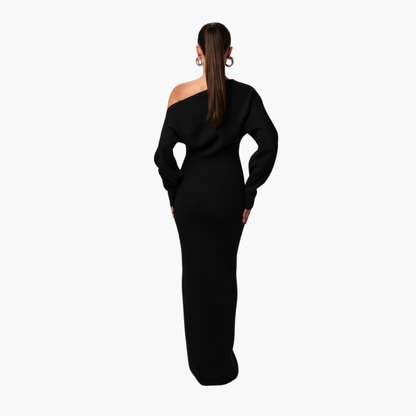 Dames Off-Shoulder Gebreide Maxijurk voor Avond