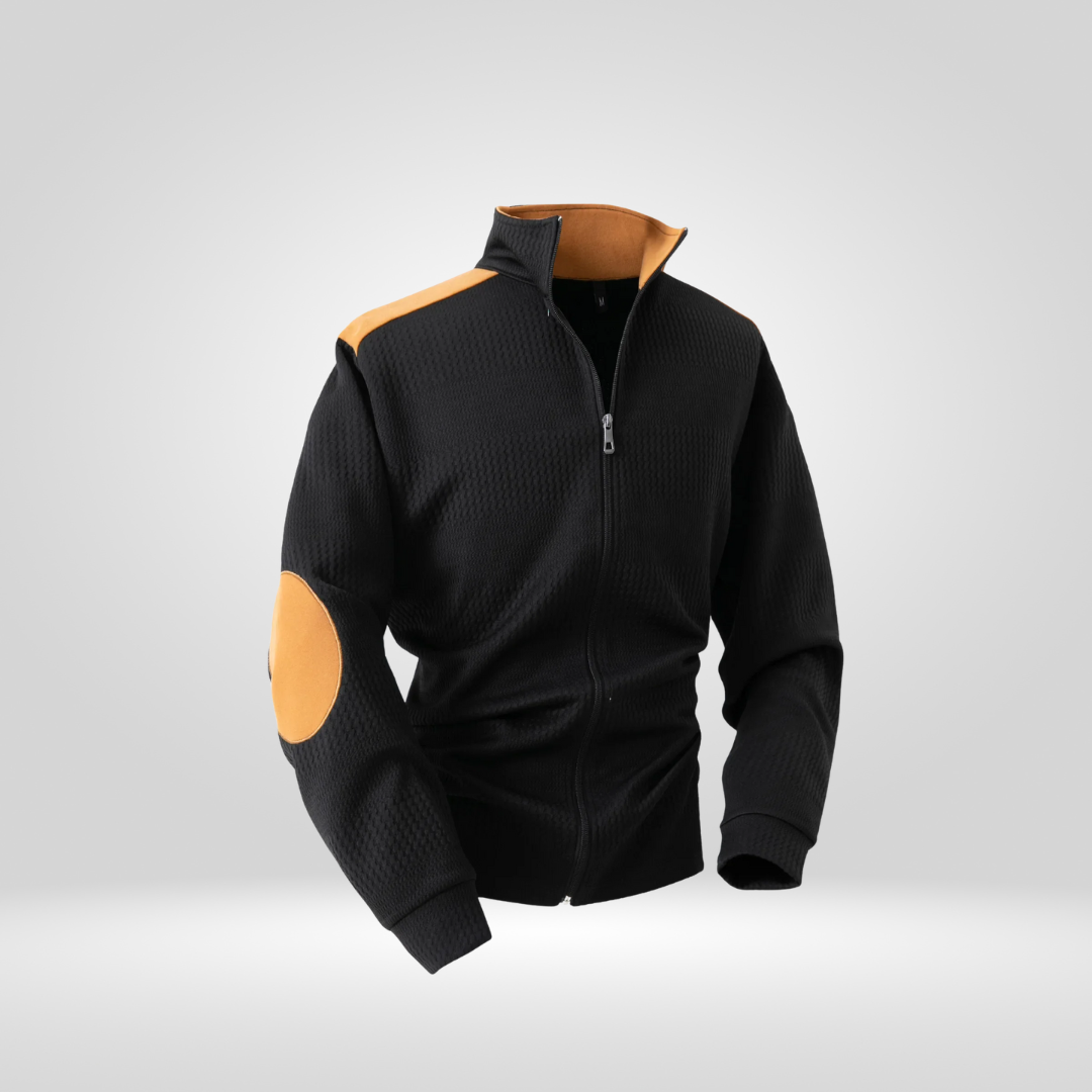 Heren Gebreid Vest – Jacquard Patroon met Borduursels en Rits