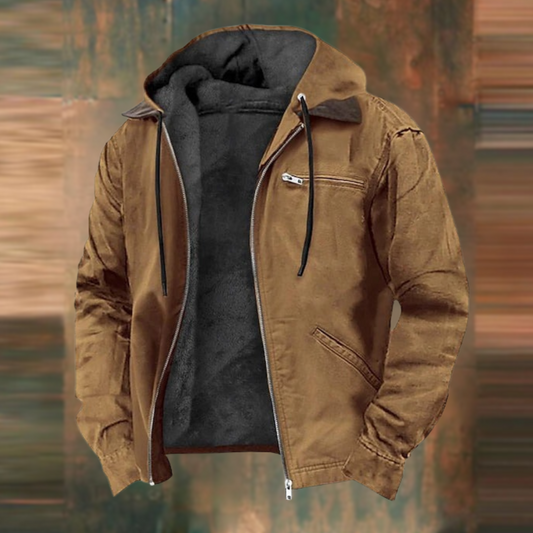 Warme heren winterjas Velaro met fleecevoering en capuchon