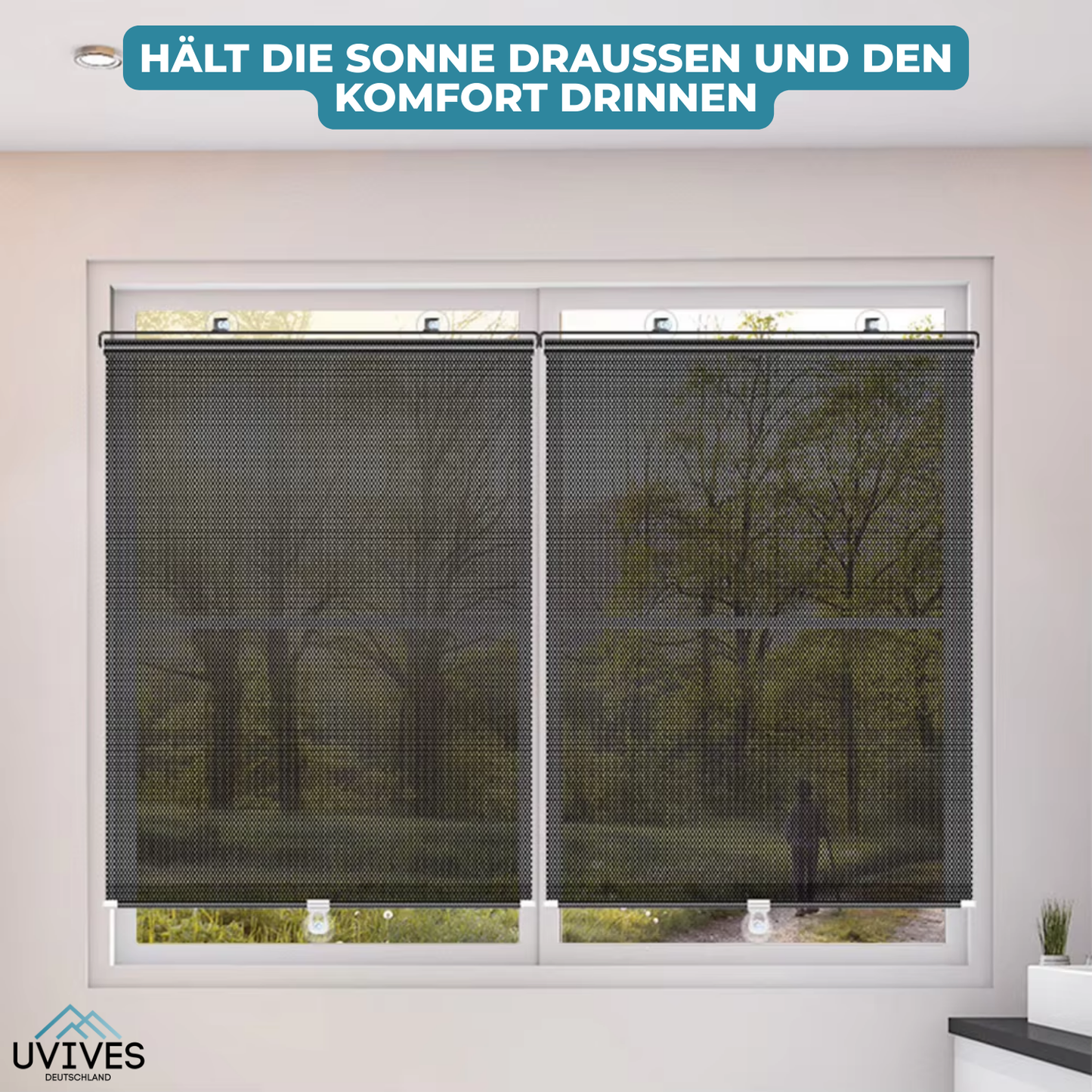 LumiShade Zonwerend Rolgordijn – UV-Bescherming met Zuignappen 45x125 cm
