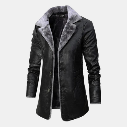 Heren Winter Leren Jas Elegant Leer