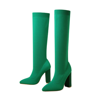 Dames kniehoge laarzen Lotte met blokhak van 8 cm