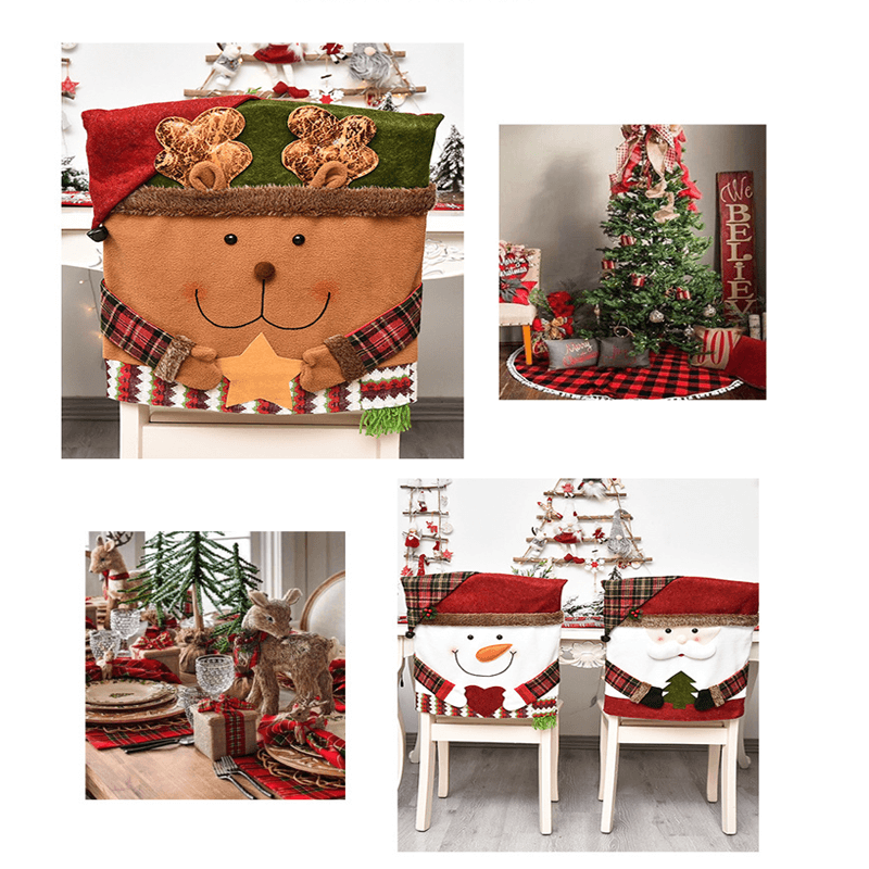 Noa Kerst Stoelhoezen – 3-delige Set met Feestelijke Kerstfiguren