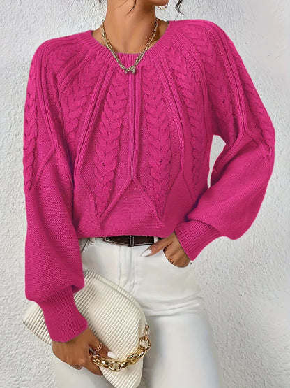 Maud Dames Kabeltrui – Gebreide Trui met Ronde Hals voor Herfst