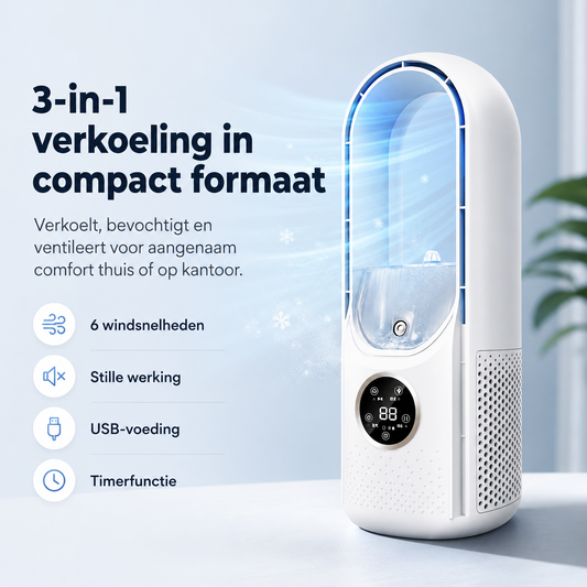 Airevo Fluisterkoel 3-in-1 Bladloze Mini Luchtkoeler Bureau