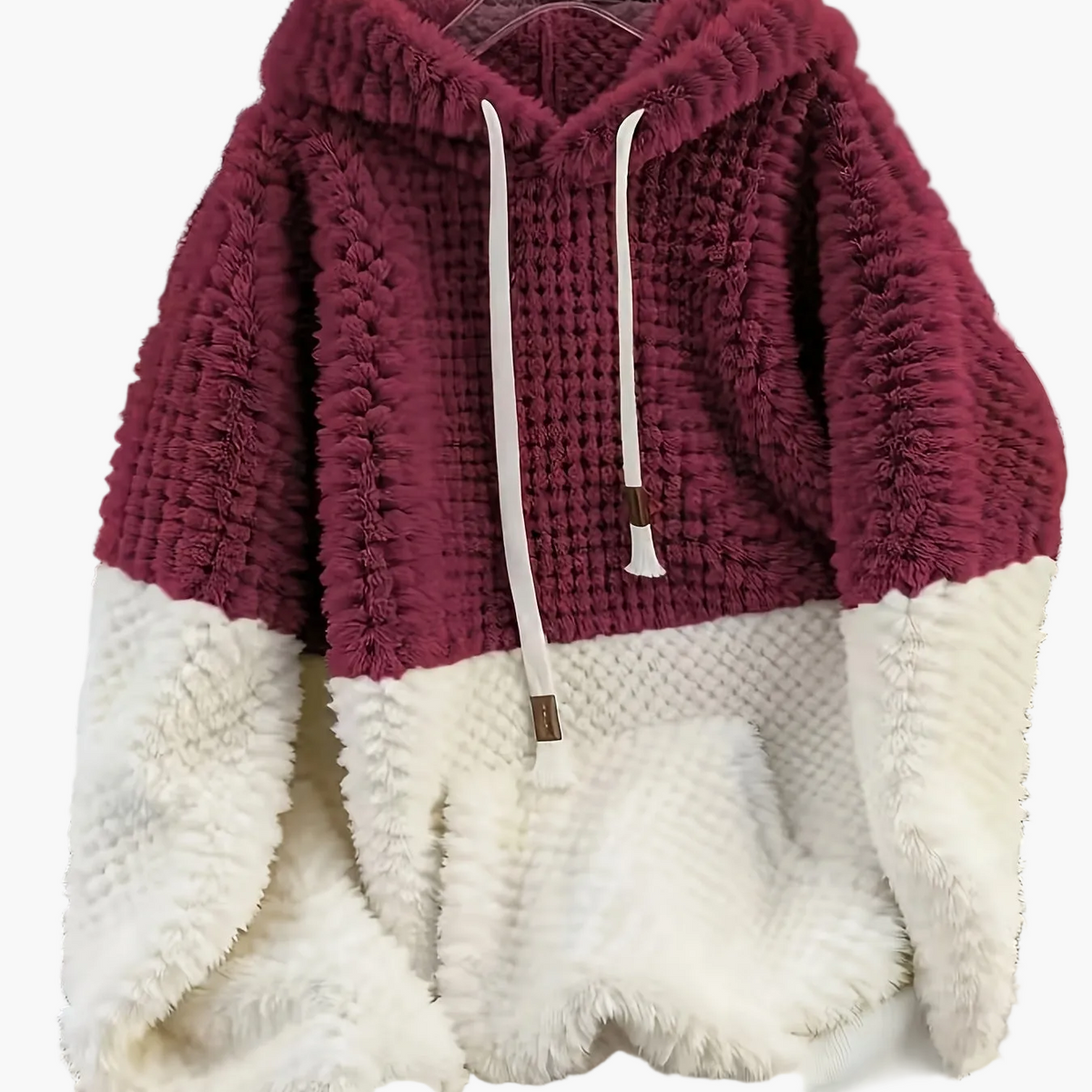 Faux Fur Hoodie in Zachte Materialen met Contrasterende Panelen, Unisex