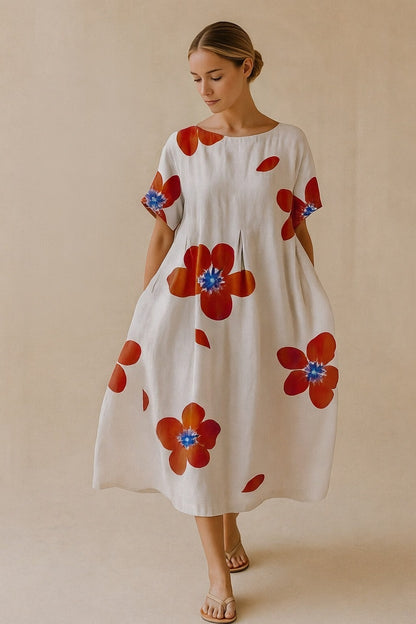 Florella™ Dames Bloemenjurk – Luchtige A-Lijn Zomerjurk met Bloemenprint