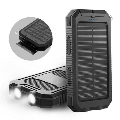 SolarPro Waterdichte Powerbank met Zaklamp en Dubbele USB