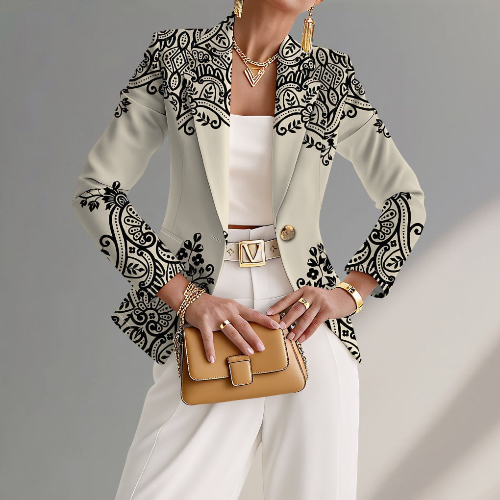 Dames Blazer met Luipaardprint, Reverskraag en Knoopsluiting