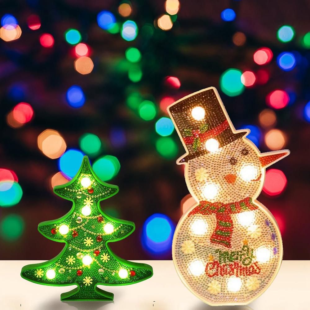 Diamantlicht Noëlle – DIY LED Kerstnachtlampje met Kerstboom en Sneeuwpop