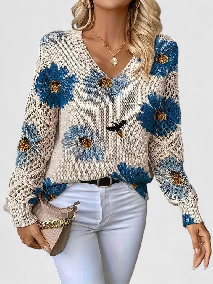 LavendelBloesem Elegante Dames Cardigan Bloemen V-hals Vest Comfort