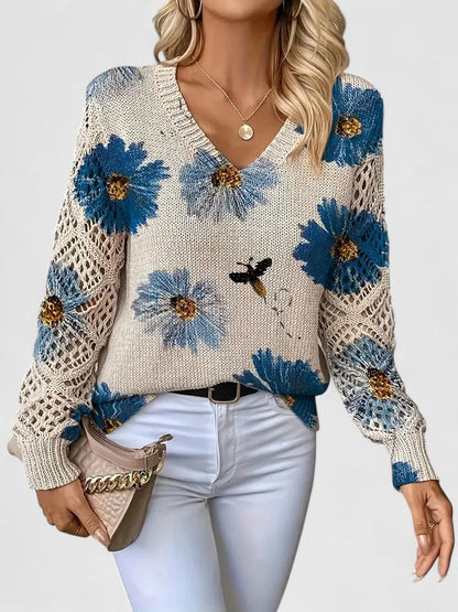 LavendelBloesem Elegante Dames Cardigan Bloemen V-hals Vest Comfort