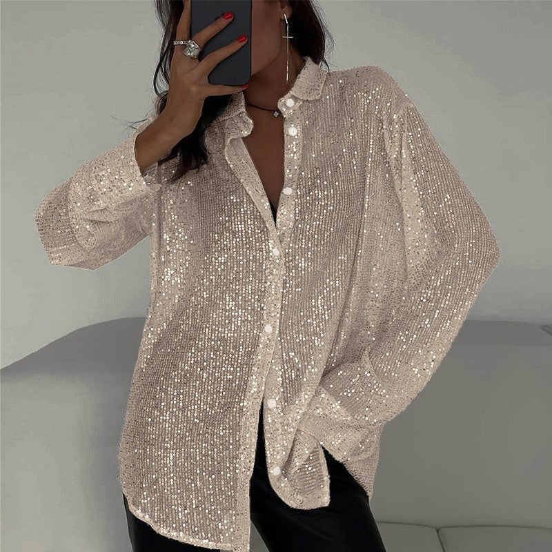 Zomerse paillettenblouse dames – Glinsterende feestblouse voor zomeravonden en evenementen
