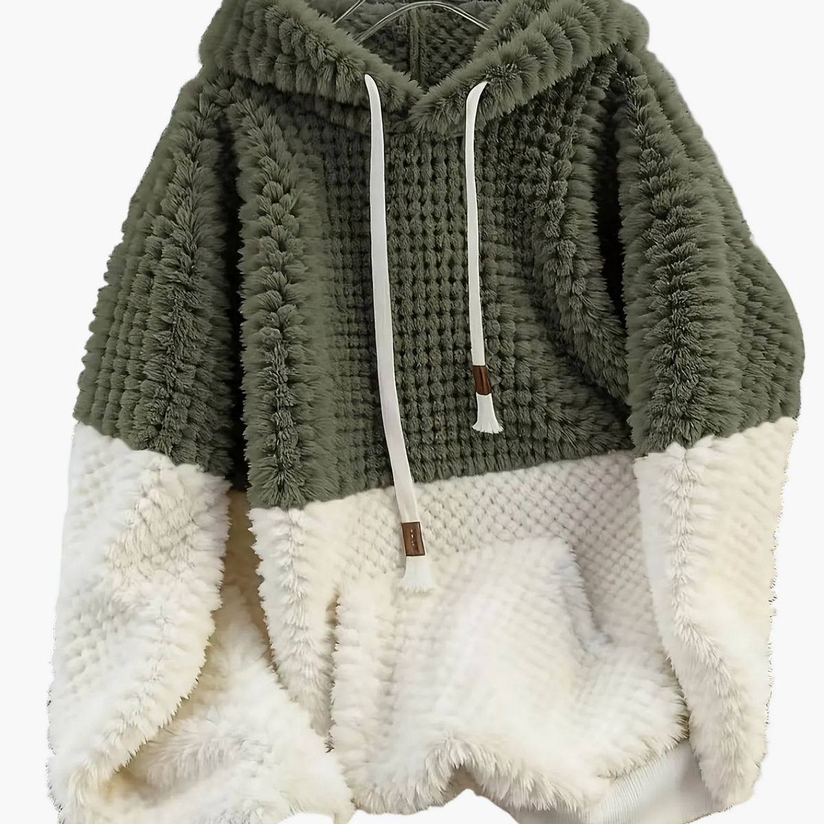 Faux Fur Hoodie in Zachte Materialen met Contrasterende Panelen, Unisex