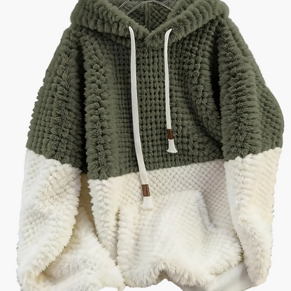 Faux Fur Hoodie in Zachte Materialen met Contrasterende Panelen, Unisex