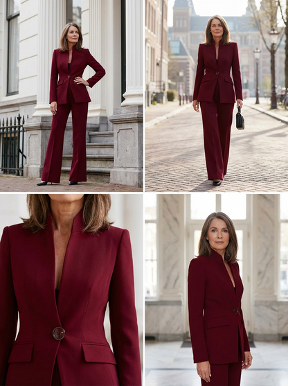 Elyra Chic Dames Pak Getailleerd Elegant Zakelijk Twee-delig Set