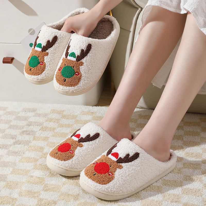 Kerstwarm Pluche Kerstpantoffels met Kunstwollen Voering en Antislip