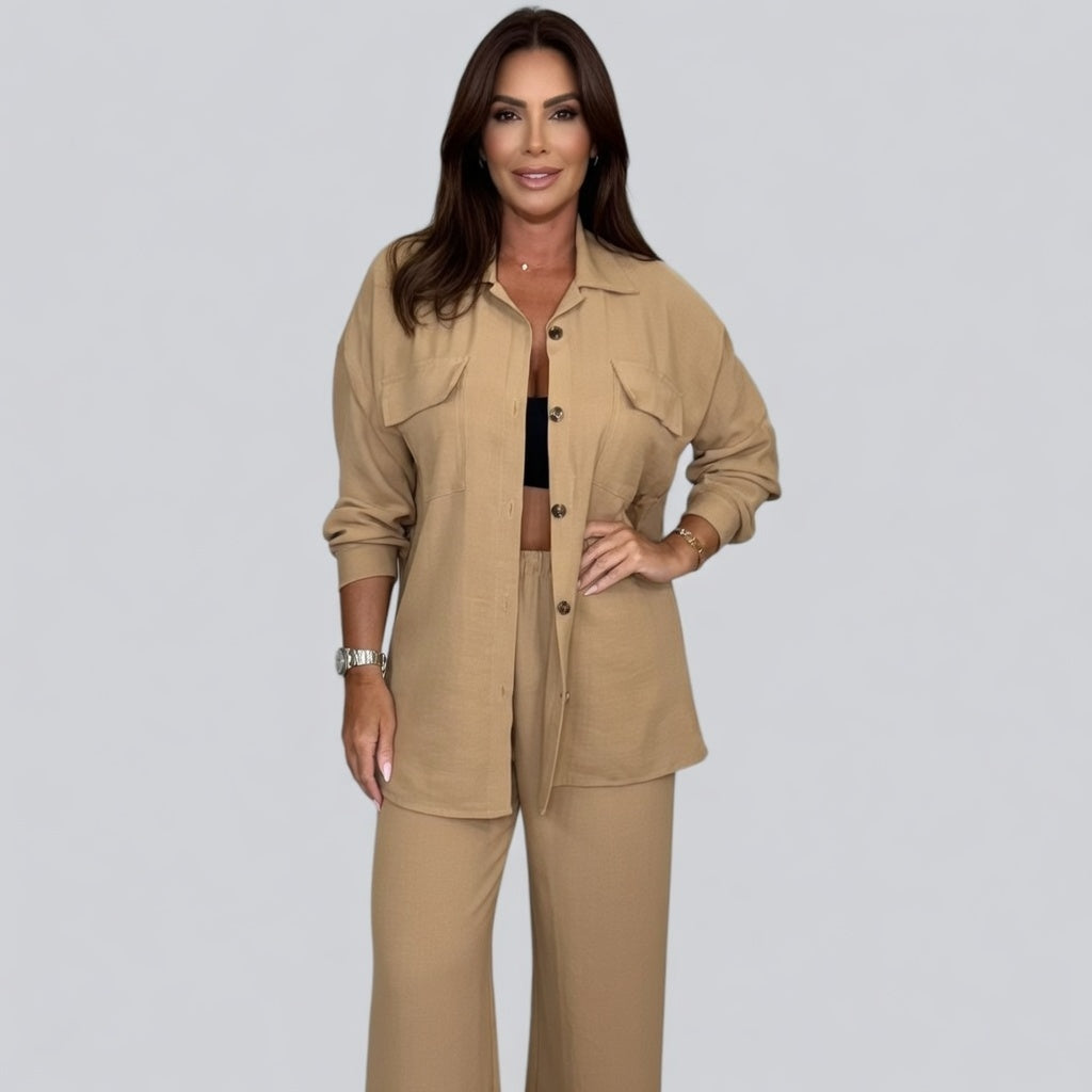 Liora Elegante Dames Set met Wijde Broek en Blouse