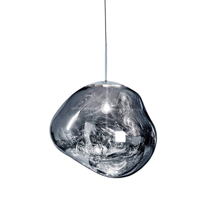 Moderne hanglamp in zilver/rood glas 1 lamp eettafel plafondlamp