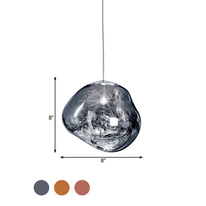 Moderne hanglamp in zilver/rood glas 1 lamp eettafel plafondlamp