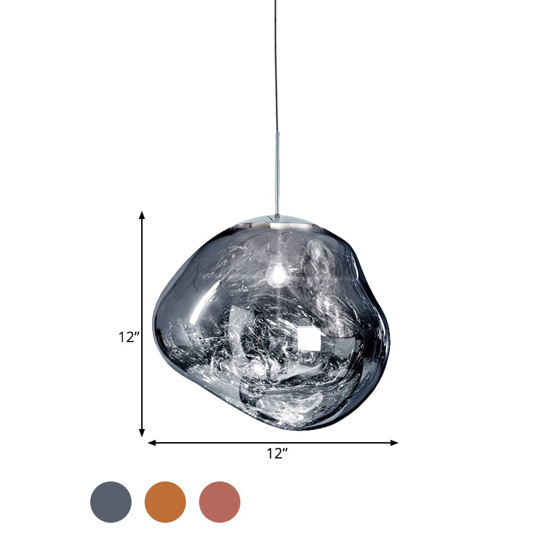 Moderne hanglamp in zilver/rood glas 1 lamp eettafel plafondlamp