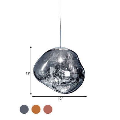 Moderne hanglamp in zilver/rood glas 1 lamp eettafel plafondlamp