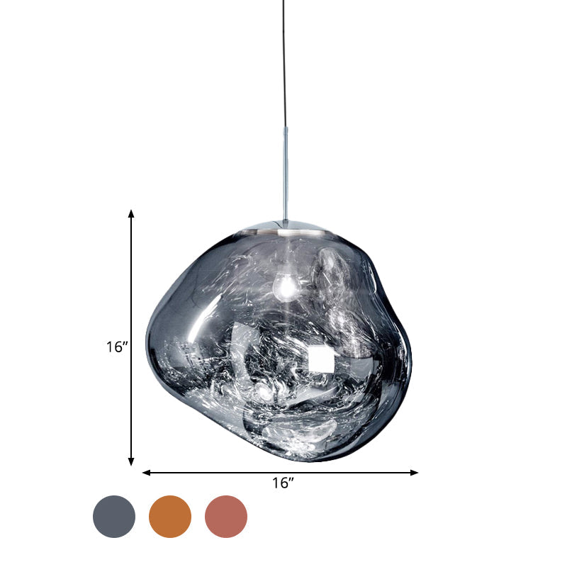 Moderne hanglamp in zilver/rood glas 1 lamp eettafel plafondlamp