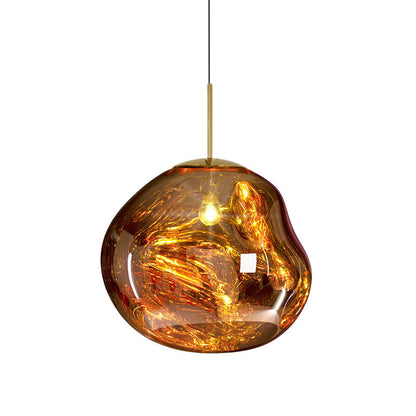 Moderne hanglamp in zilver/rood glas 1 lamp eettafel plafondlamp