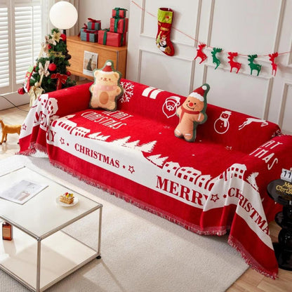 KerstSneeuw Bankhoes – Feestelijke Sofahoes voor Bank en Stoel