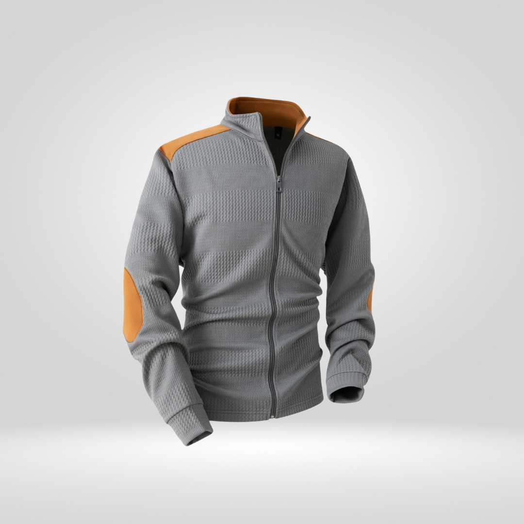 Heren Gebreid Vest – Jacquard Patroon met Borduursels en Rits