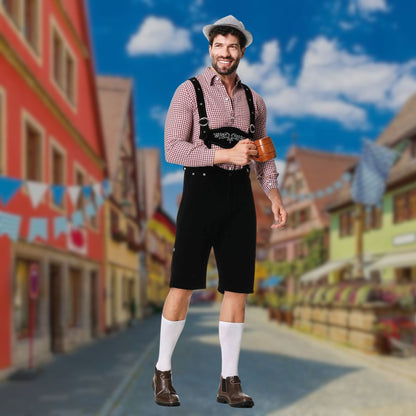 Heren 3-Delig Oktoberfest Kostuum met Bretels en Borduurdetails