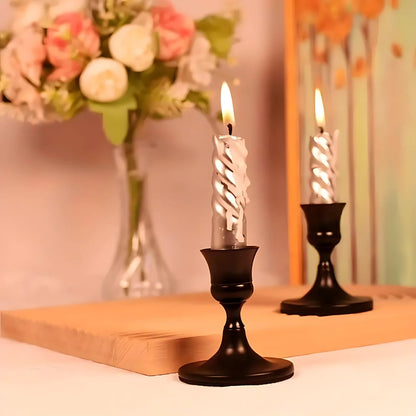 Vintage Kaarsenhouders – Elegante 2-delige Set voor Stompkaarsen