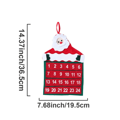 Aftelling Kerst Adventskalender van Stof - Kerstman 24 Dagen