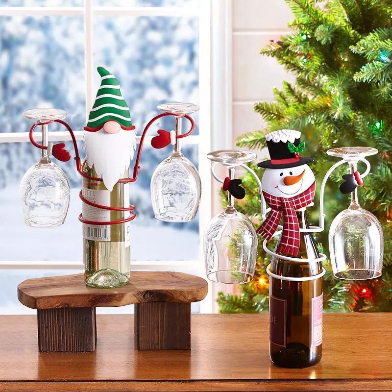 KerstProost Wijnglashouder voor 4 Glazen – Kerstdecoratie