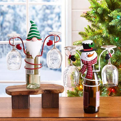 KerstProost Wijnglashouder voor 4 Glazen – Kerstdecoratie