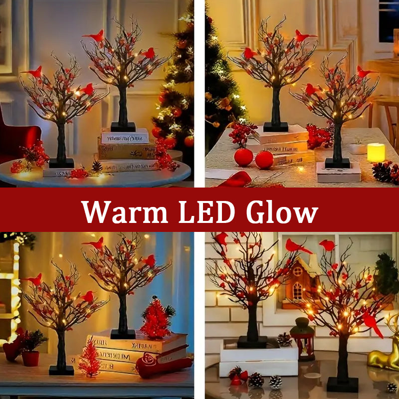 VogelGloed LED Lichtboom met Rode Vogels – Warmwit Licht