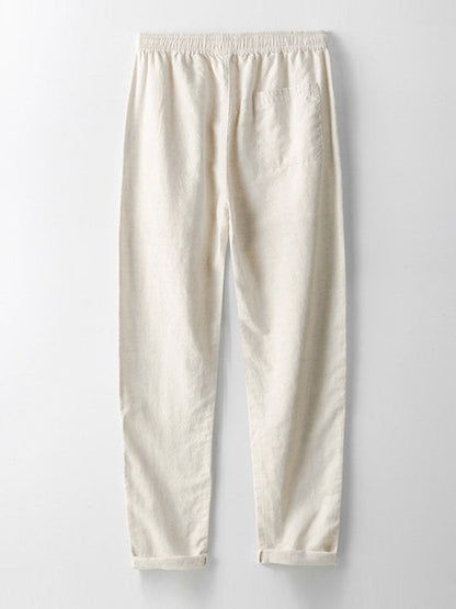 Lunavio Linnen Set Heren met Henley Overhemd en Comfort Broek