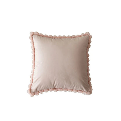 Fluwelen Kussenhoes met Pompons – Decoratieve Hoes voor Bank
